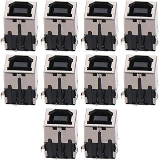 AllGIFT 10pcs USB 2.0 Standard Type B Female Socket Connector Jack Port 90 Degree Right Angle for Replacement Adapter