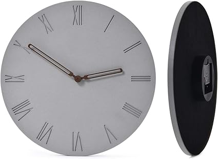 Amazon Co Jp Wallohere 壁掛け時計 カチッと音が出ない サイレント壁時計 電池式 アート モダン装飾 コンクリート円形壁時計 ローマ数字 12インチ バスルーム ホーム オフィス リビングルーム ホーム キッチン