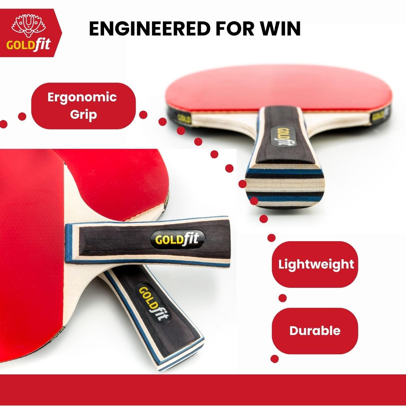 GOLDMAN SERVICE Table Tennis Bats and Balls Set, Ping Pong Bat & table tennis rackets for Beginners & Professionals - Image 4