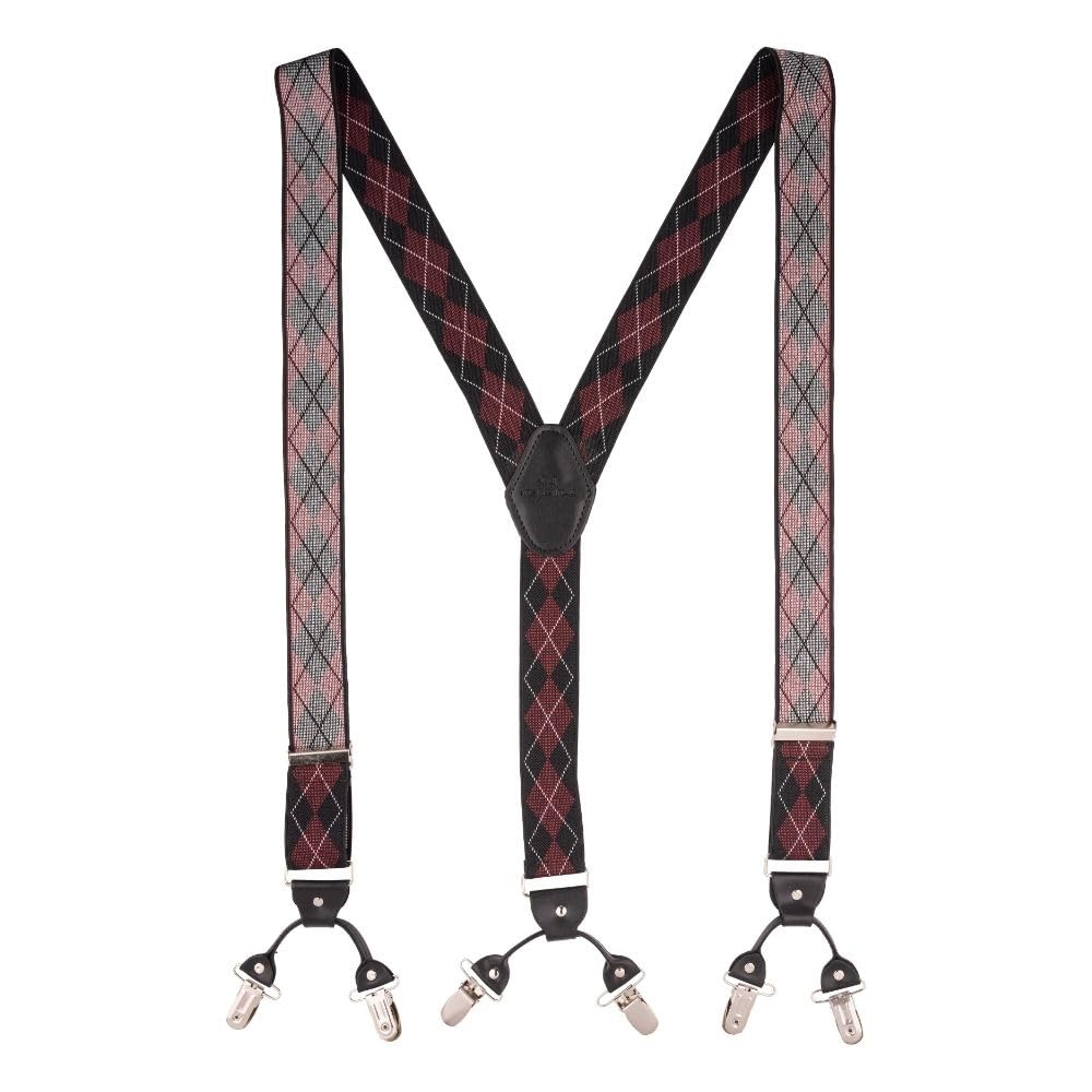 - Diamond Tip Design Y-Back Clip-On Suspender for Men | Adjustable Elastic Braces with Strong Metal Clips | Formal & Casual Trouser Suspenders for Suits, Pants & Shirts