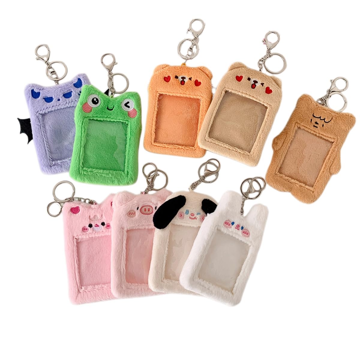 Porte-Photo en Peluche Lapin Mignon, Porte-Carte d'Identité avec Porte-Clés, Étui de Protection pour Photocards, Carte Bancaire, Décoration pour Sac à Dos, Cadeau pour Filles et Fans (A09)