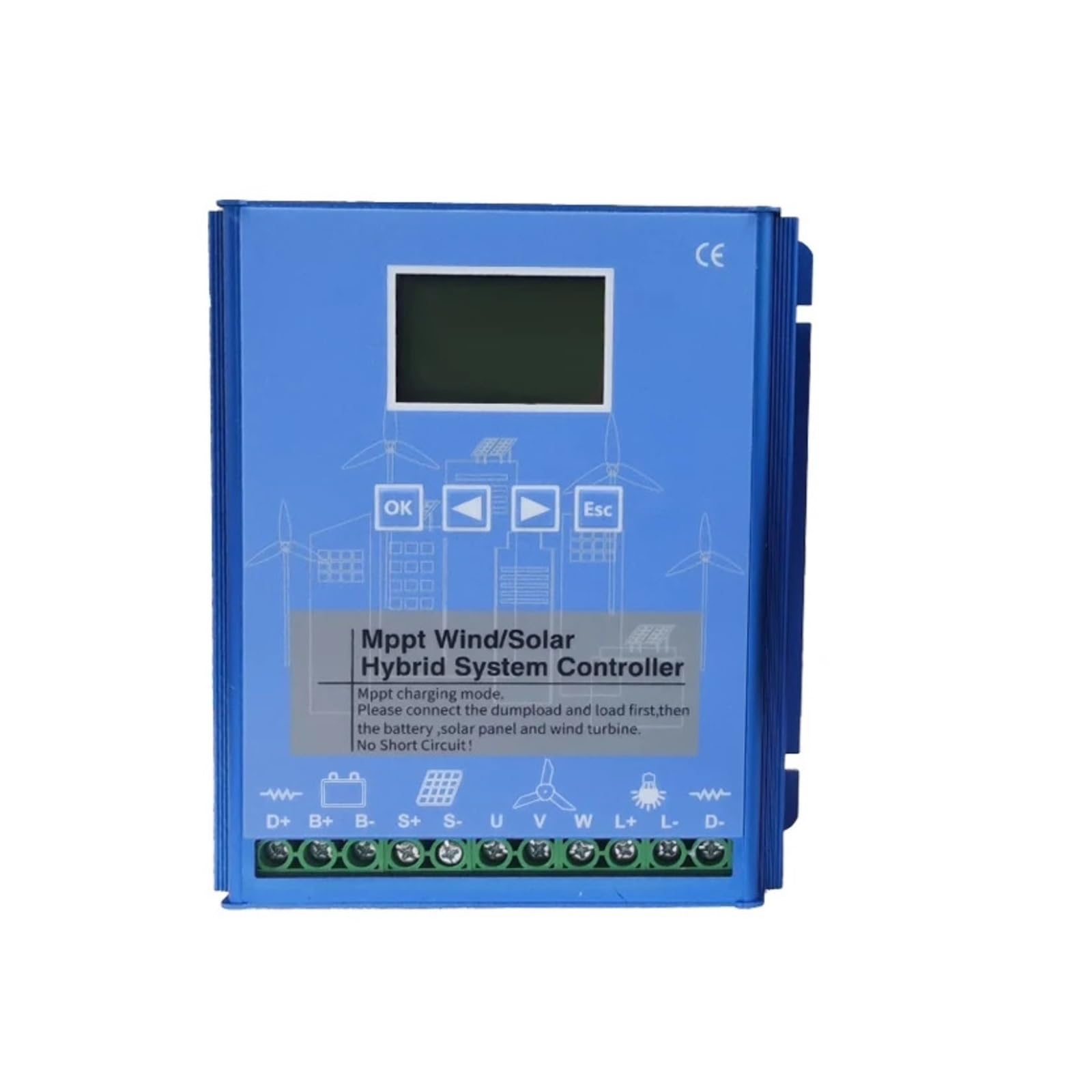 Solar Charge Controller, 5KW 10KW 15KW 20KW MPPT Wind Solar Charge Controller 5000W 12V 24V 48V Volts Hybrid Regulator For Turbine Windmill Battery(Wind 8KW Solar 5KW,BLUE_48V)