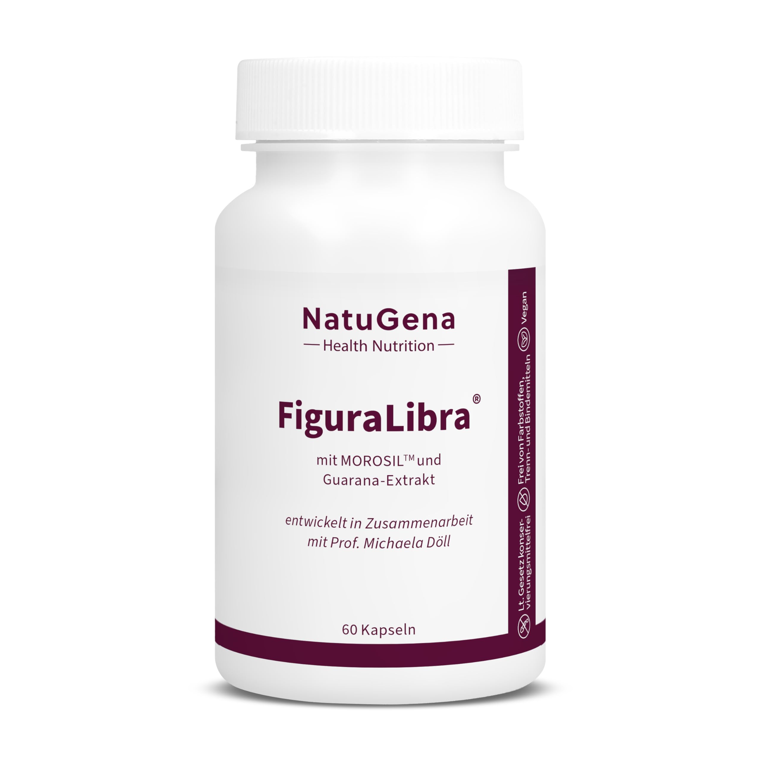 NautuGena FiguraLibra 400 mg MOROSIL Blutorangen-Extrakt & 200 mg Guarana-Extrakt, trägt zu einem normalen Stoffwechsel von Makronährstoffen bei durch Chrom und Zink, 60 Kapseln (1 Monats Packung)