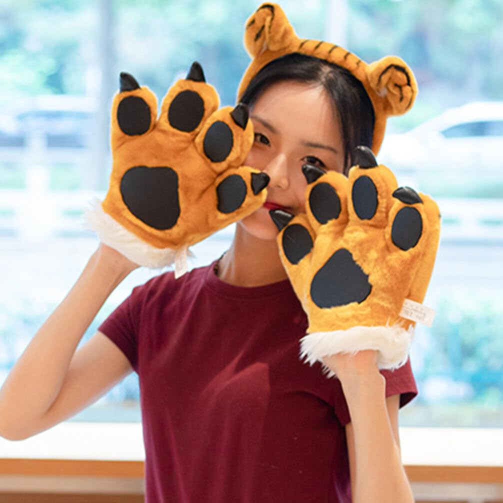 Guanti Artiglio Di Gatto Pelosi – Zampe Cosplay In Pile Nero, Caldi E Morbidi Per Halloween E Feste In Maschera