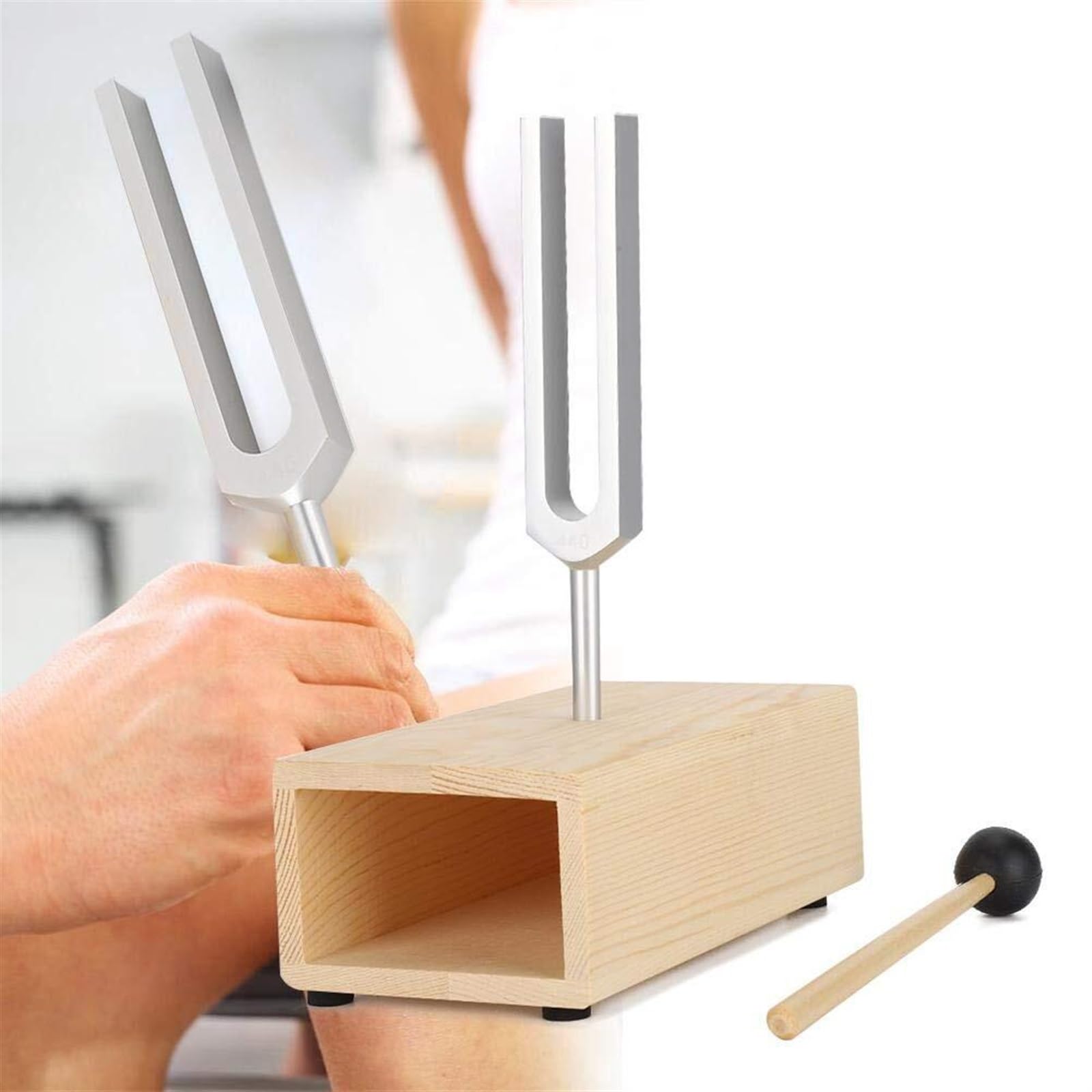 Resonanz-Stimmgabel 440Hz Lehr-Stimmgabel Akustische Stimmgabel Mittelschule Physikalisch-Akustisches Instrument 440Hz Stimmgabel, Stimmgabel Aus Aluminiumlegie，