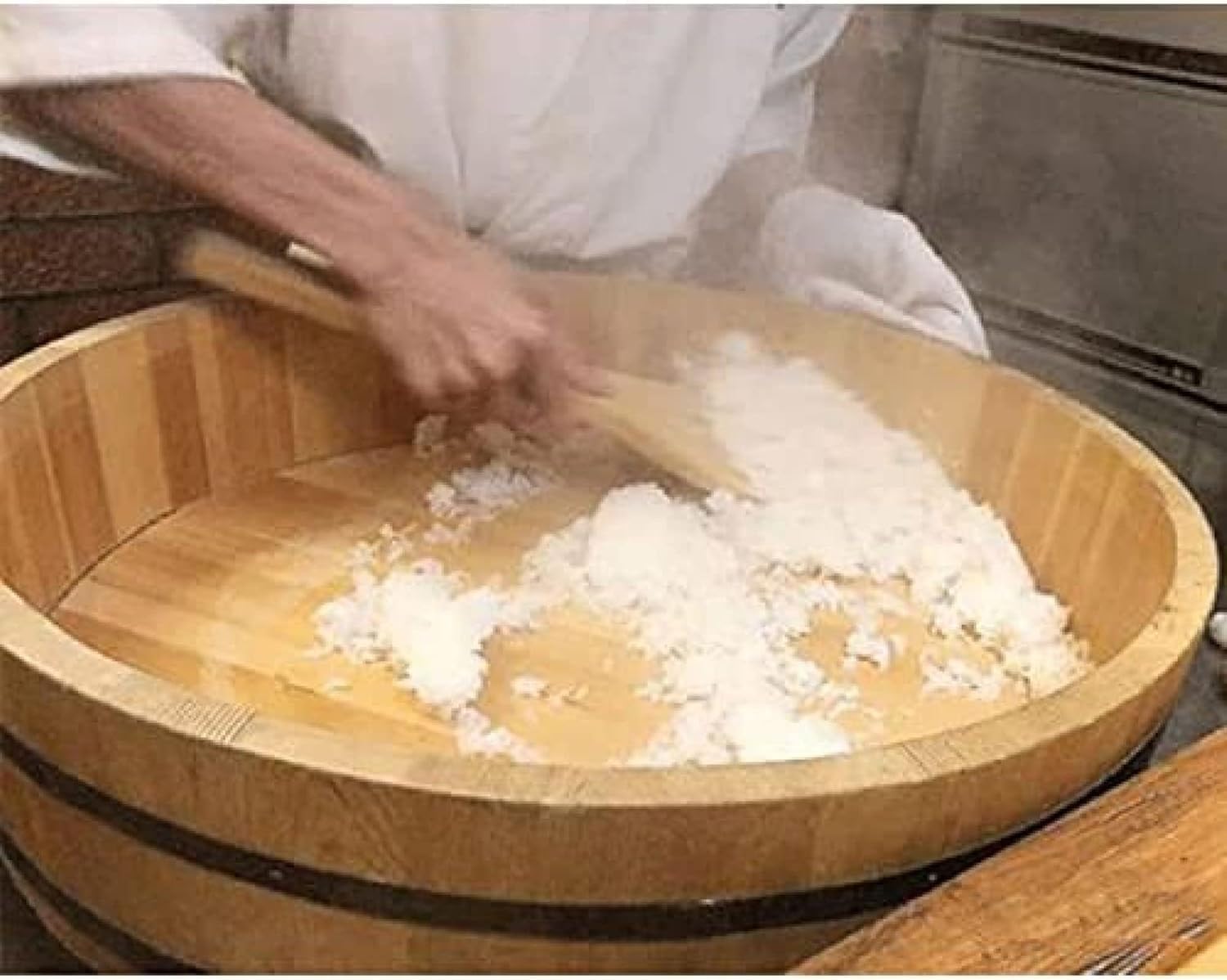 Cuenco de arroz para sushi, recipiente de mezcla de madera, 30 cm, artículos de cocina para preparación de sushi