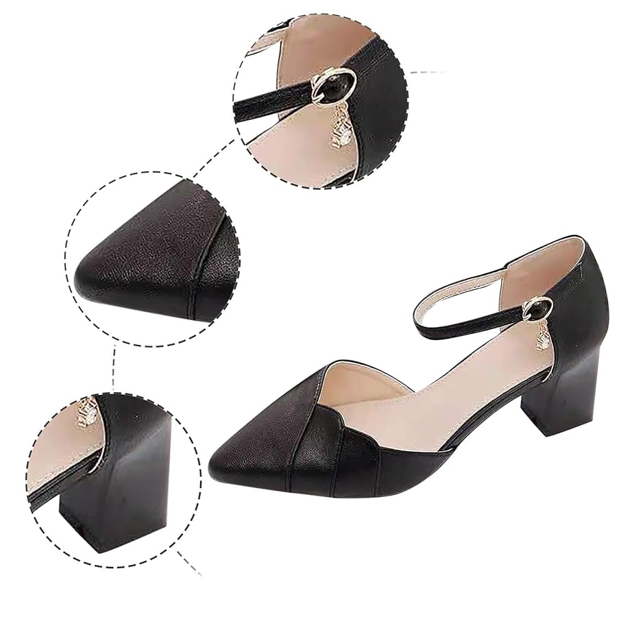 Amazon.com: ZSpzx Women's Pointed Toe Low Chunky Heels Shoes