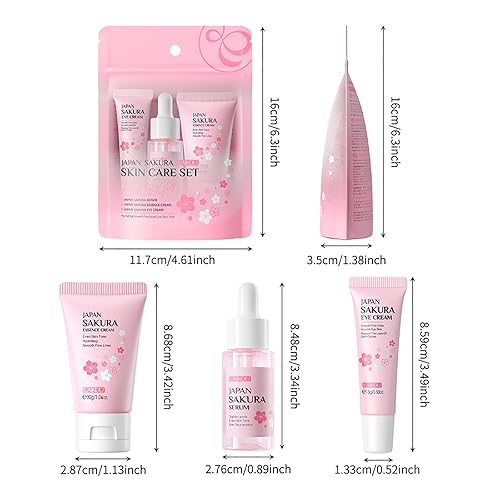 Miniatura 6 de LAIKOU JAPAN SAKURA - Juego de regalo de belleza para el cuidado de la piel con suero, crema para ojos, crema facial, kit de viaje para mujeres,