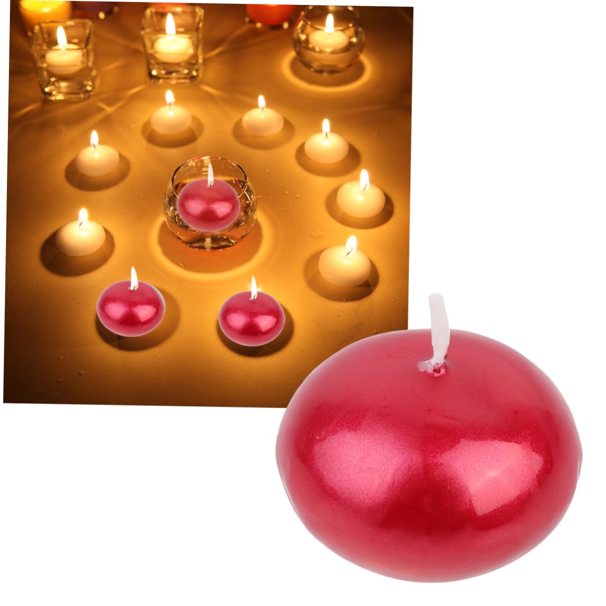 Cabilock 18stücke Rauchfreie Hochzeitskerzen Plating-farben Flammenlose Schwimmkerzen Für Valentinstag Hochzeiten Und Feiern Rot