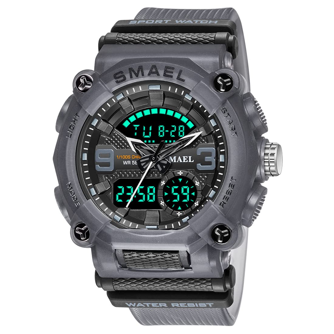 Men's Sports Watch, Military Digital Double Display Waterproof, Fashion Tactical Watches for Men