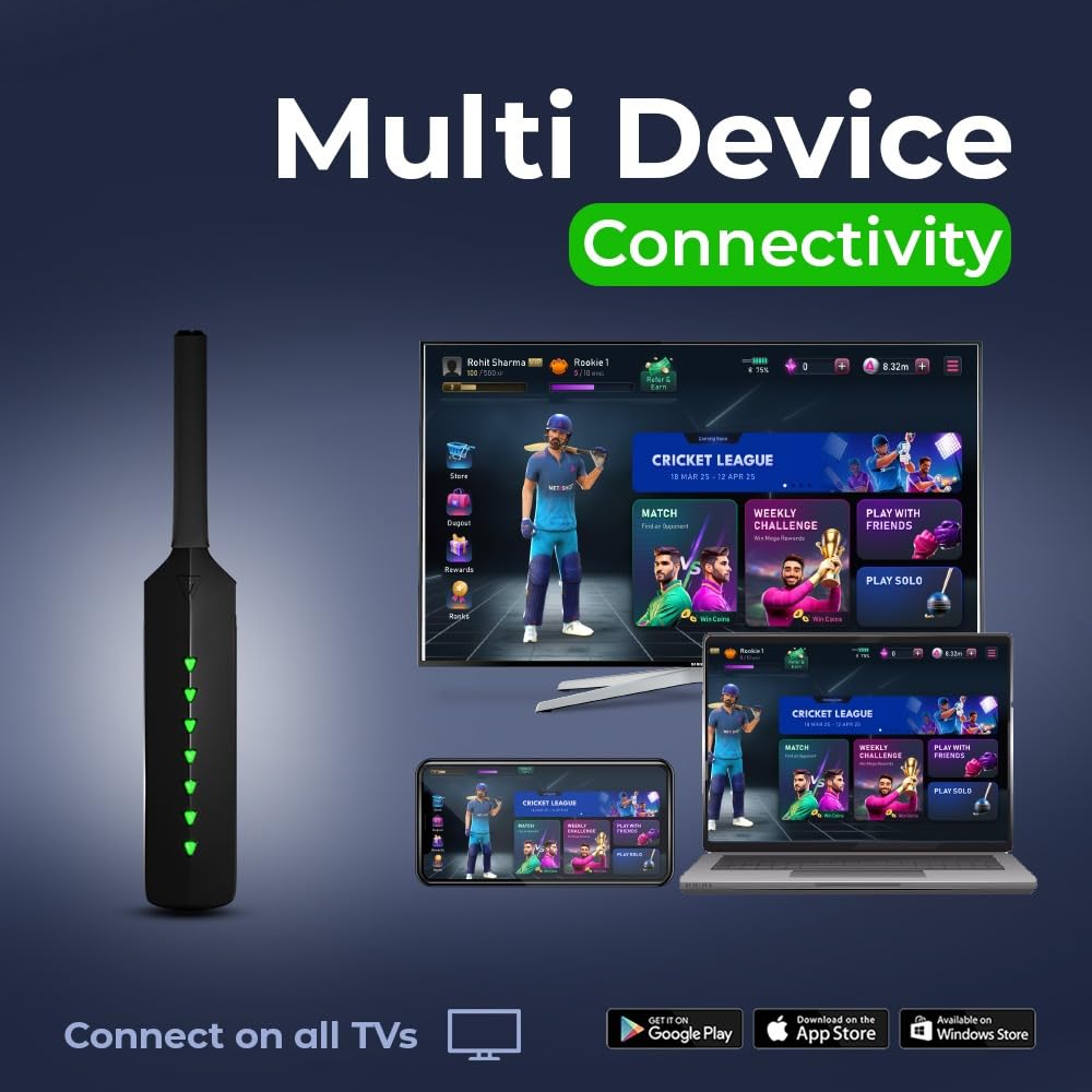 MetaShot Smart Cricket Bat Game with VIP Pass| Motion Sensor Cricket Bat for TV & Mobile | Indoor Cricket Gaming Controller | Multiplayer Cricket Game | Includes VIP Pass Game Upgrade — Amazon image 7