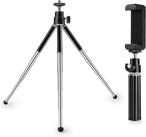 Miniatura 7 de Mini trípode para cámara web y teléfono, soporte de cámara web extensible de metal con soporte para teléfono, trípode para cámara web