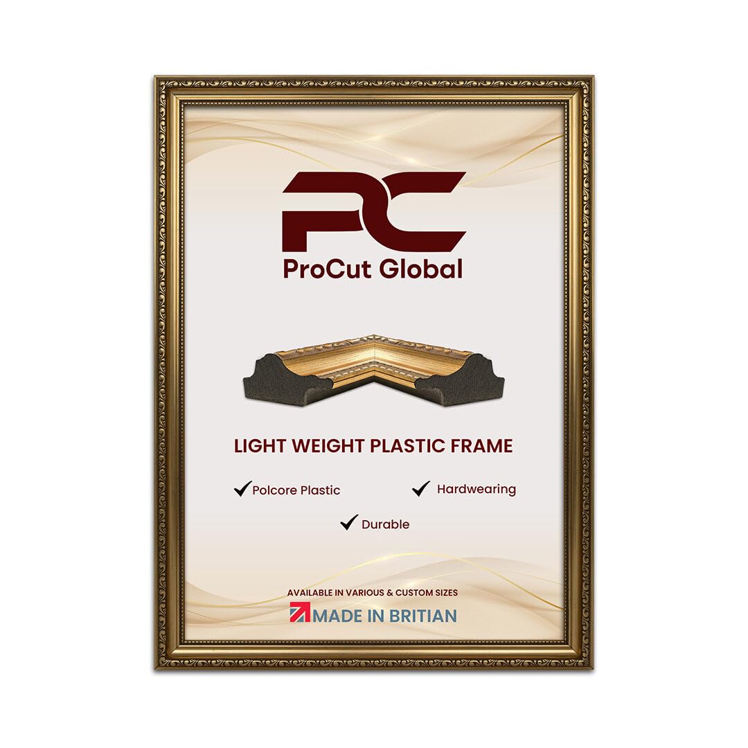 Procut Global 40X20CM Gold Picture Frames - Vintage Photo Frame with Shatterproof Perspex for Wall or Tabletop - Ideal for Posters, Certificates & Prints - Sizes & Colors Available