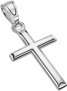 ZENLUNANO Cross Necklace for Men & Women: 316L Stainless Steel Pendant in Silver/Gold/Black, 18-24" Box/Byzantine Chains