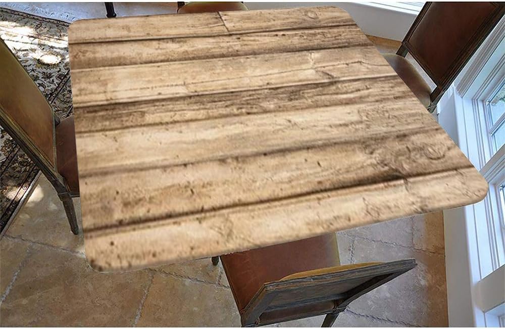 Wood Texture Tablecloth, Oak Pattern, Elastic Edge, Suitable for Kitchen Party Picnic, Fit for 47"x47" Square Table