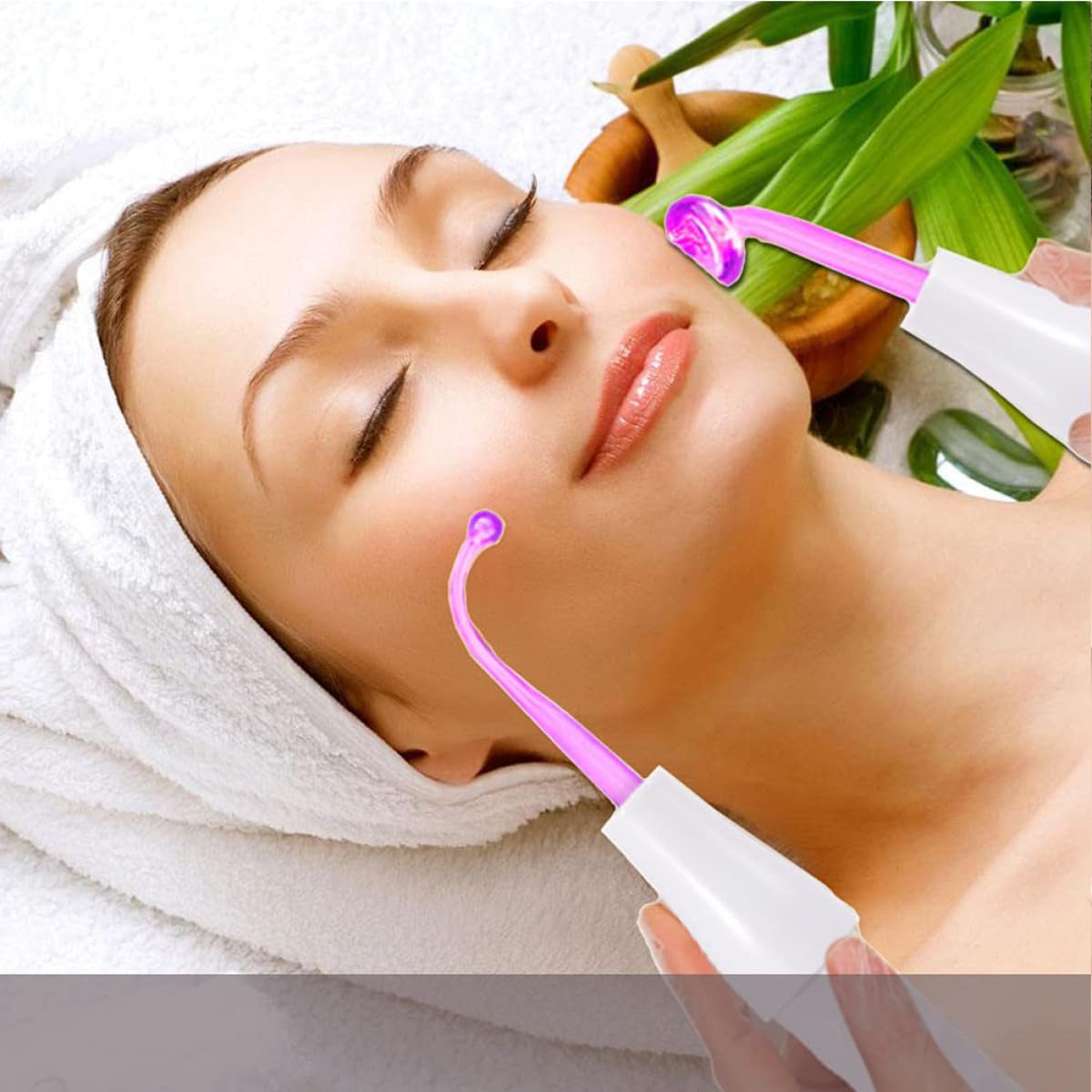 INOOMP Masajeador de Alta Frecuencia Portátil para Reafirmación Facial, Dispositivo Electroestimulador de Belleza Color Claro, Instrumento de Masaje Facial para Cuidado de Piel y Cuero