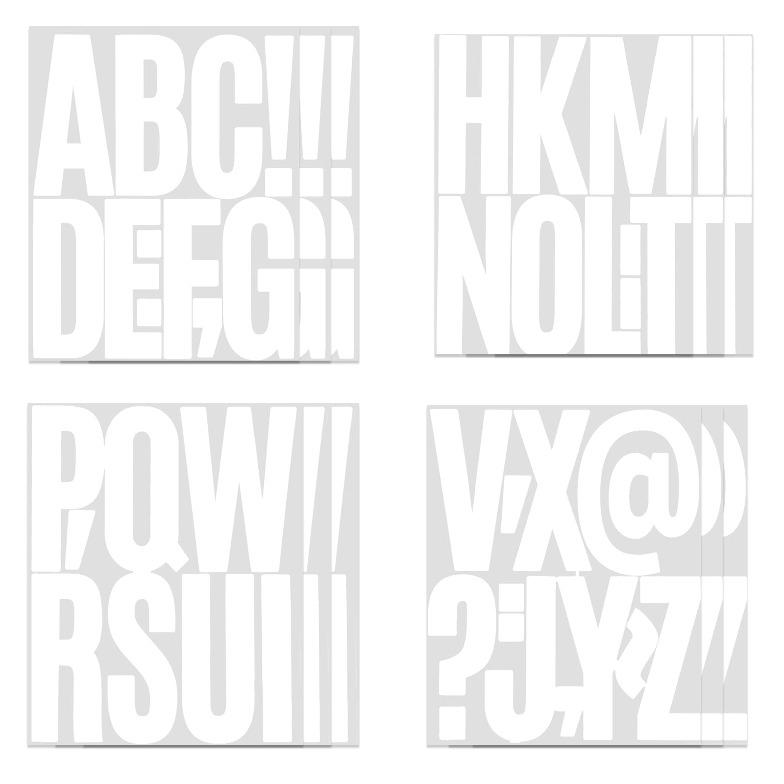 Nytgah White 5 Inch Vinyl Letter Stickers Large, 12 Alphabet Stickers, Self Adhesive Letters, Waterproof Punctuation Stick On Letters For Scrapbook Accessories, Posters, Houses, Trucks, Mailboxes (White)