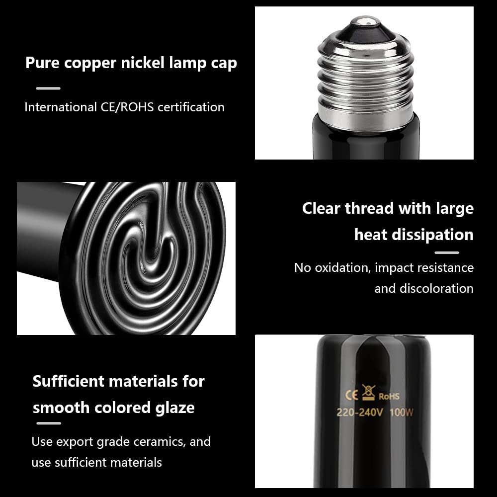 2 Lampade Riscaldanti Ceramica E27 75W Per Rettili - Nessuna Luce, Solo Calore Per Tartarughe E Serpenti - Foto 5