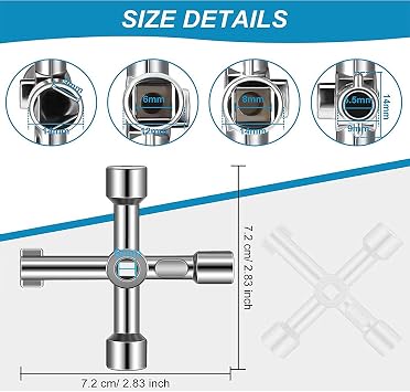 2Pcs 9mm Triangle Socket Spanner Key Metal Triangular Train Panel Lock Drawer Cabinet Security Cupboard