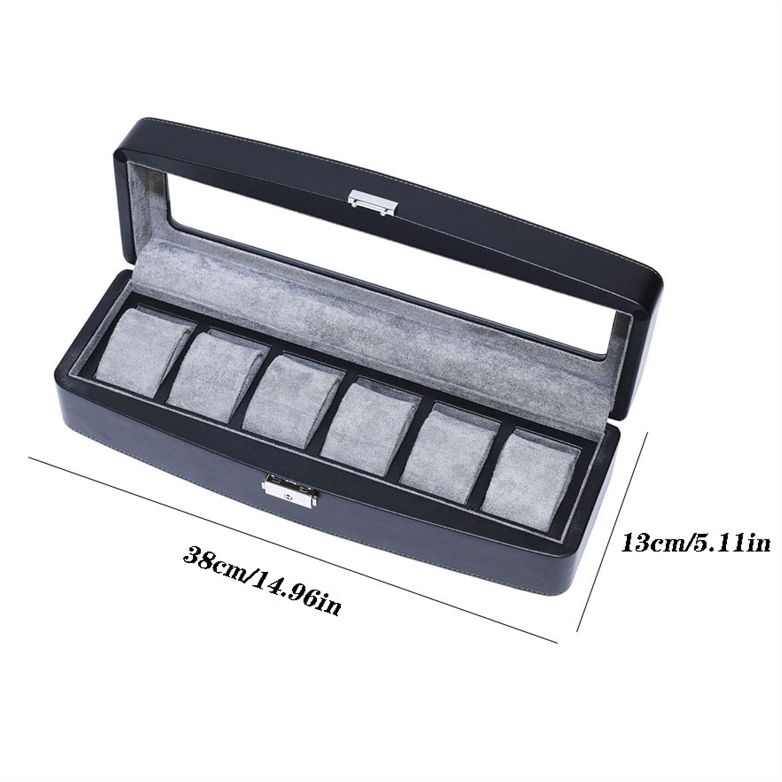 Uhrenbox 6-stellige Uhrensammlungsbox Hochwertiger Uhren-Organizer, Uhrenbox aus Kunstleder Uhren Organizer(Grigio)