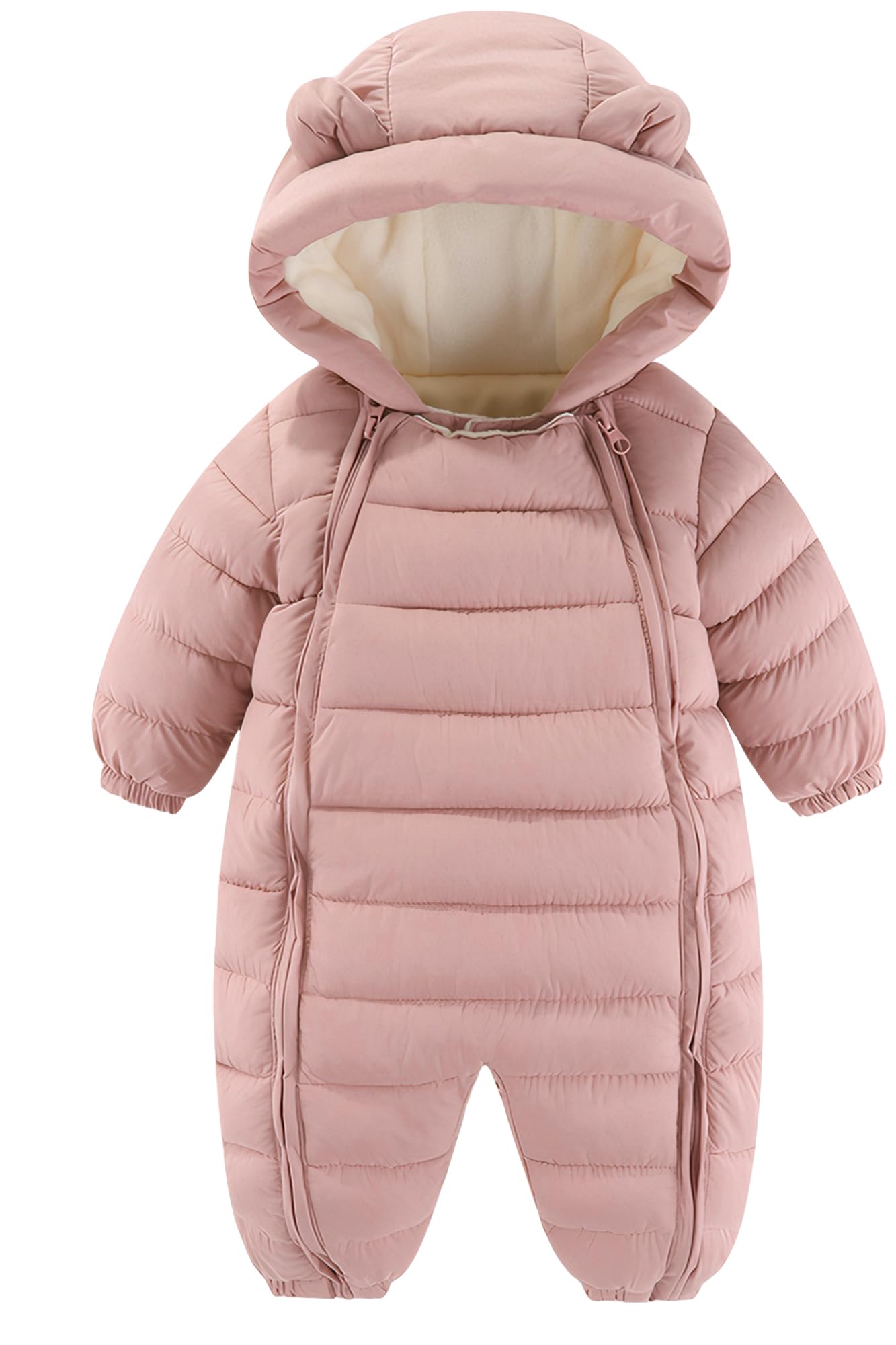 Happy Cherry - Mameluco Invierno Bebé Mono con Capucha Niño Niña Recién Nacido Pelele Entero Traje de Nieve Cómodo Ropa de Una Pieza Calentito Infantil para Otoño Primavera - 0-2 Años