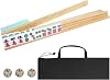 Mahjong Racks with Pushers Set of 4, All-in-One Tile Wooden Mahjong Racks 4 Strong Magnetism Attached Pushers, Dice & Storage Bags for American Mahjong Tile (Wood)