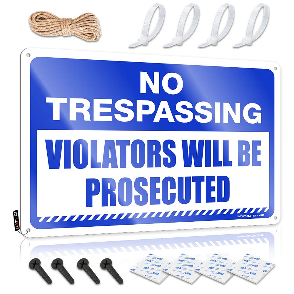 Ztbbdnqha One Color Outdoor Funny Metal Sign No Trespassing Violators Will Be Prosecuted Tin Sign Bar Rules Sign Funny Coffee Signs(20X30cm)