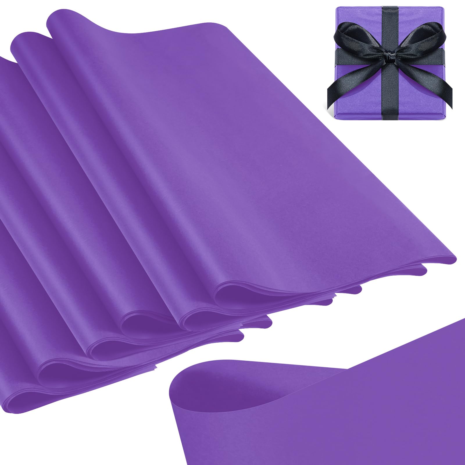 Qilery 500 Sheets Purple Tissue Paper Bulk for Gift Bags 15 x 20 Inch Acid Free Wrapping Paper Sheets for Wedding, Bridal Shower, Mother's Day,