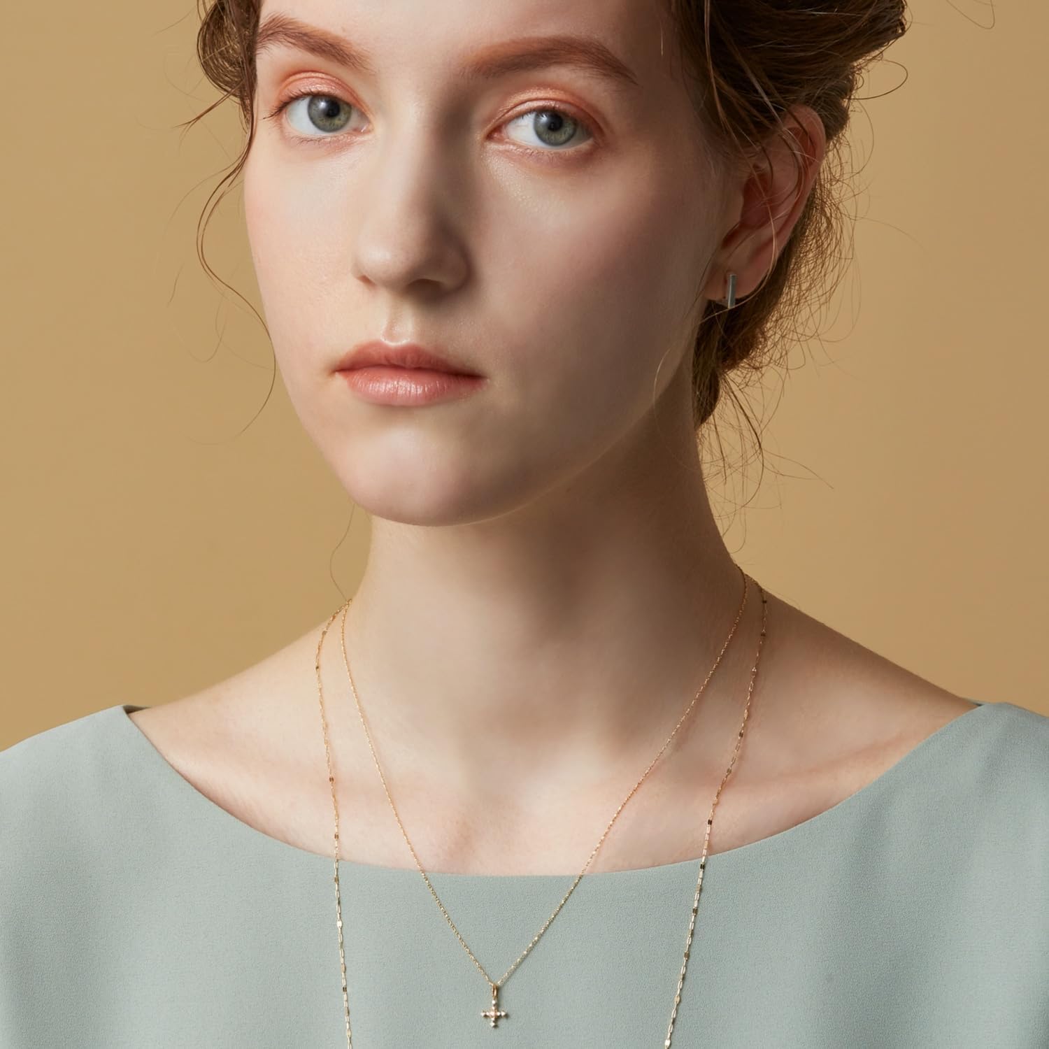 agete アガットK10 YG+SVネックレスとピアスセット