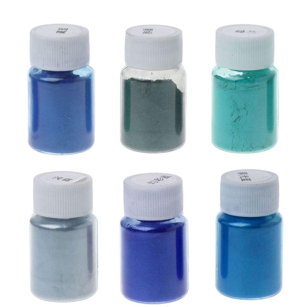 CATSRE 6 Color Cosmetic Grade Resin Powdered Pigments Natural Mica Mineral Colorant Dye Pearl Pigment Blue