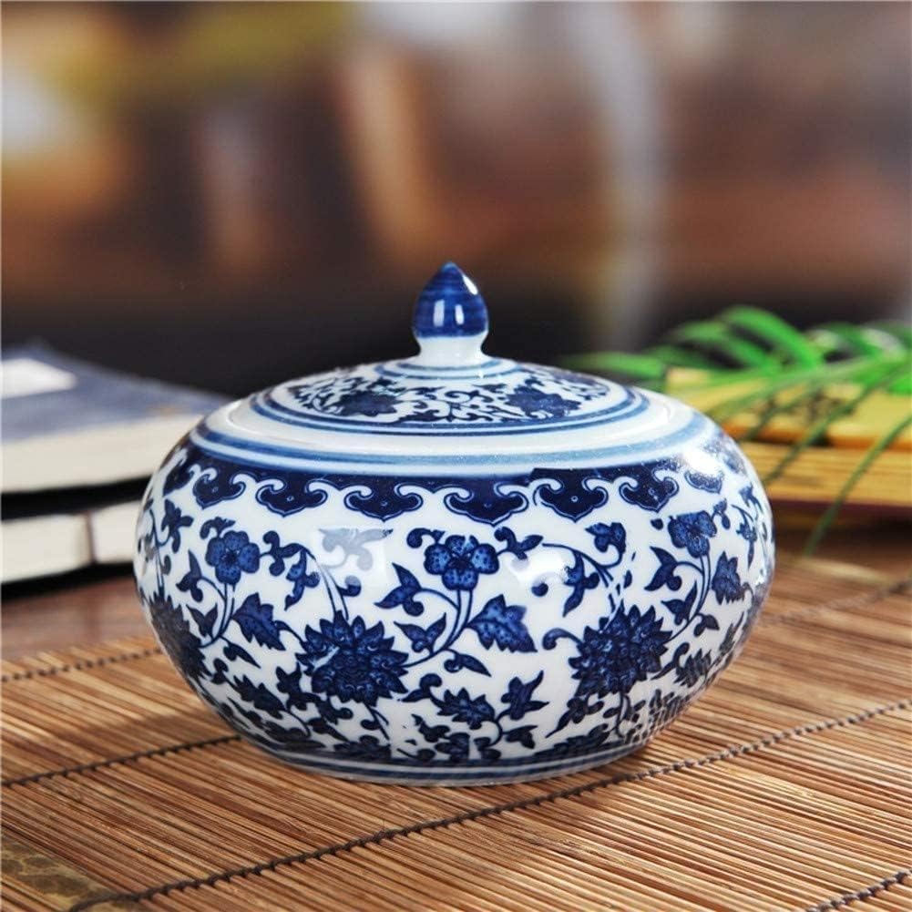 Vase Desktop Porcelain Vases Classic Flower Ceramic Chinese Ginger Jar Floral Temple for Home Rustic Decor Decorative(H10xD13cm)