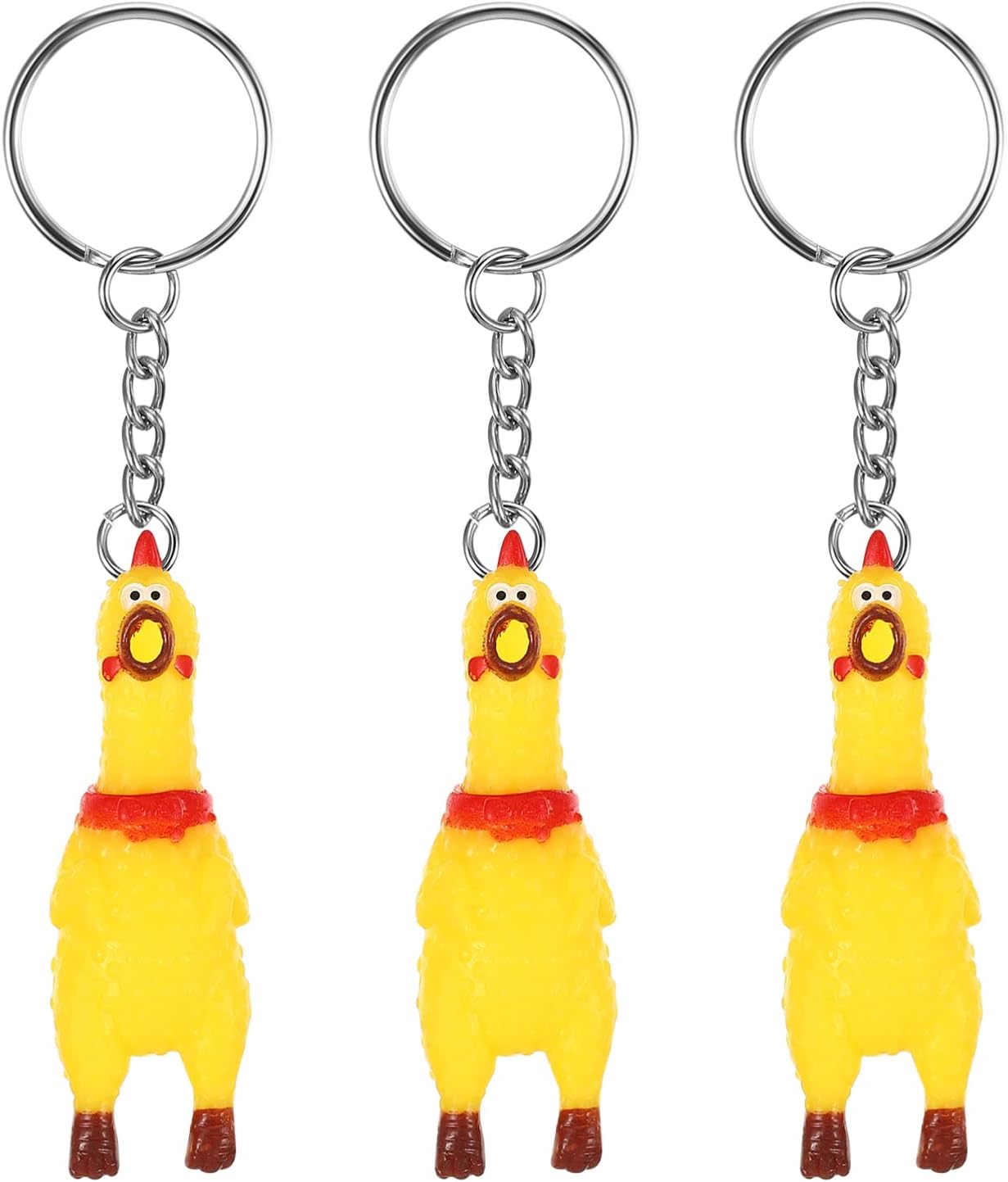 Chicken Keychain, 3 Pack Screaming Chicken Keychain, Mini