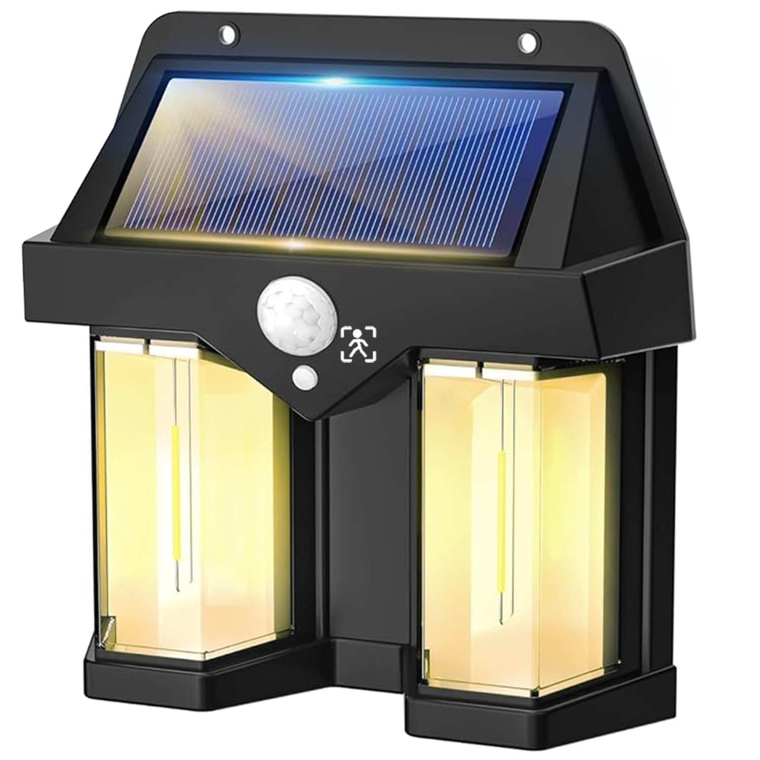 Double Bulb Solar Wall Lights | Motion Sensor Auto Chargeable Exterior Double LED Sconce | Waterproof Security Lamps for Garden, Backyard, Patio, Balcony-image-39