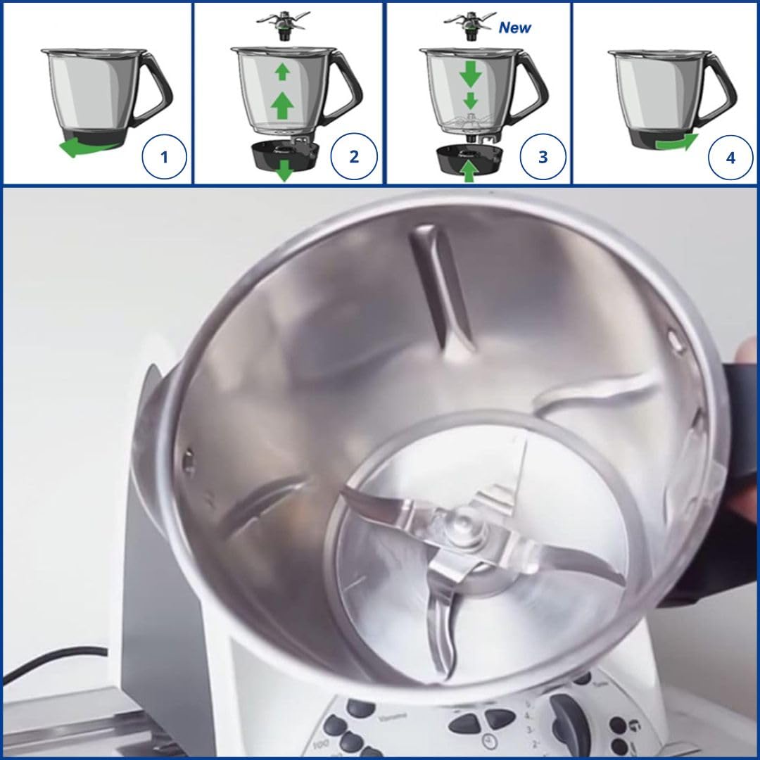 Gruppo Coltelli TM21 con 2 Guarnizioni di Tenuta Incluse – Ricambio per Vorwerk Thermomix Bimby TM21 – Lame in Acciaio Inox SUS420 – Ricambi e Accessori Bimby TM21