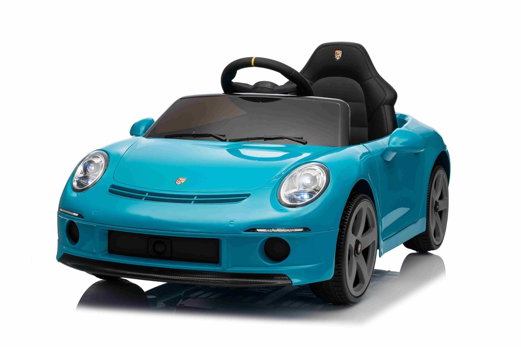 Samochód elektryczny RUF GT 12V, niebieski, otwierane drzwi, pilot 2,4 GHz, przednie i tylne reflektory LED, wejście USB/Aux, akumulator litowy, 2 silniki 35 W, oryginalna licencja