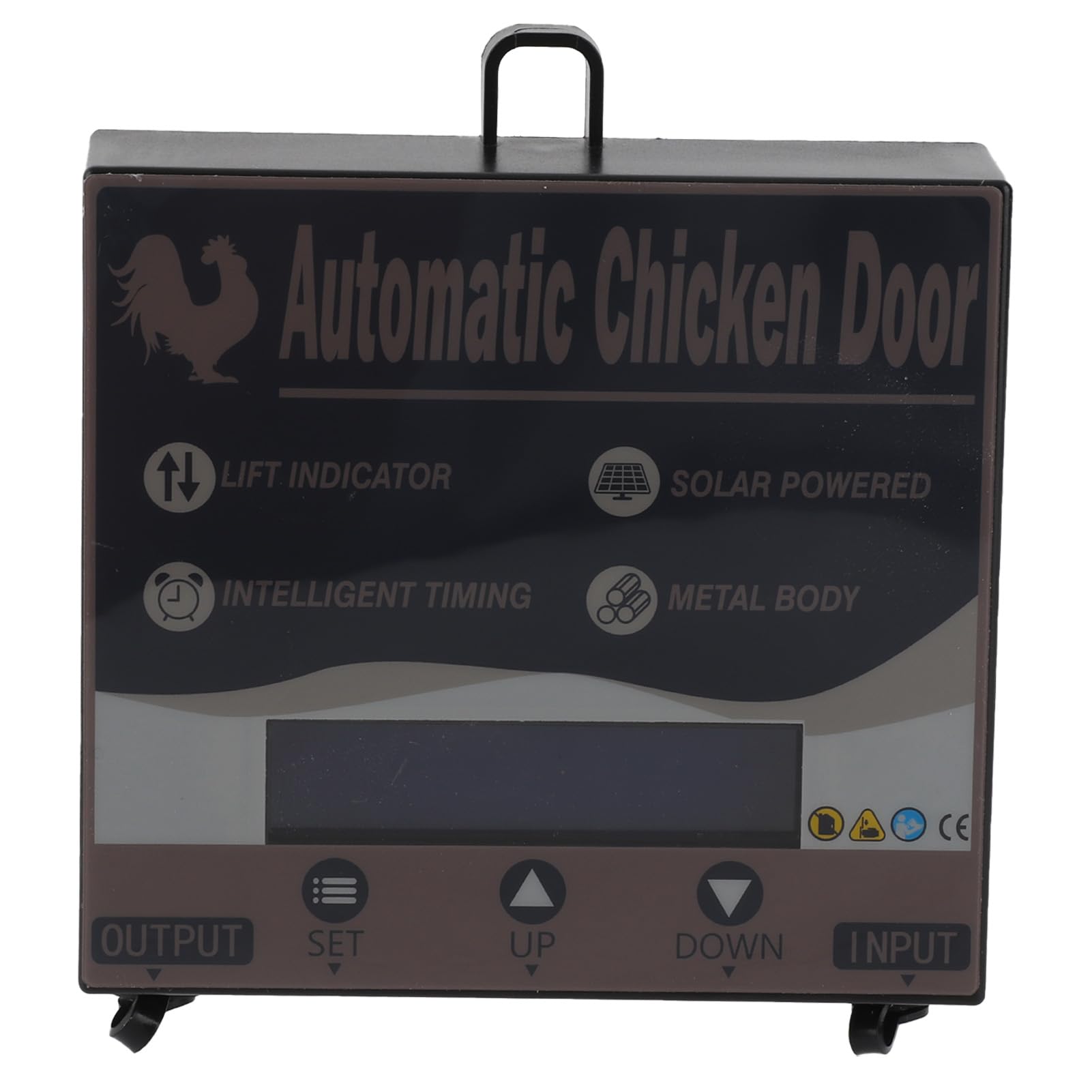 Fockety Puerta Automática para Gallinero, Puerta Automática para Gallinero con Tempelizador, Controlador con Pantalla LED Y Panel Solar, de Aluminio para