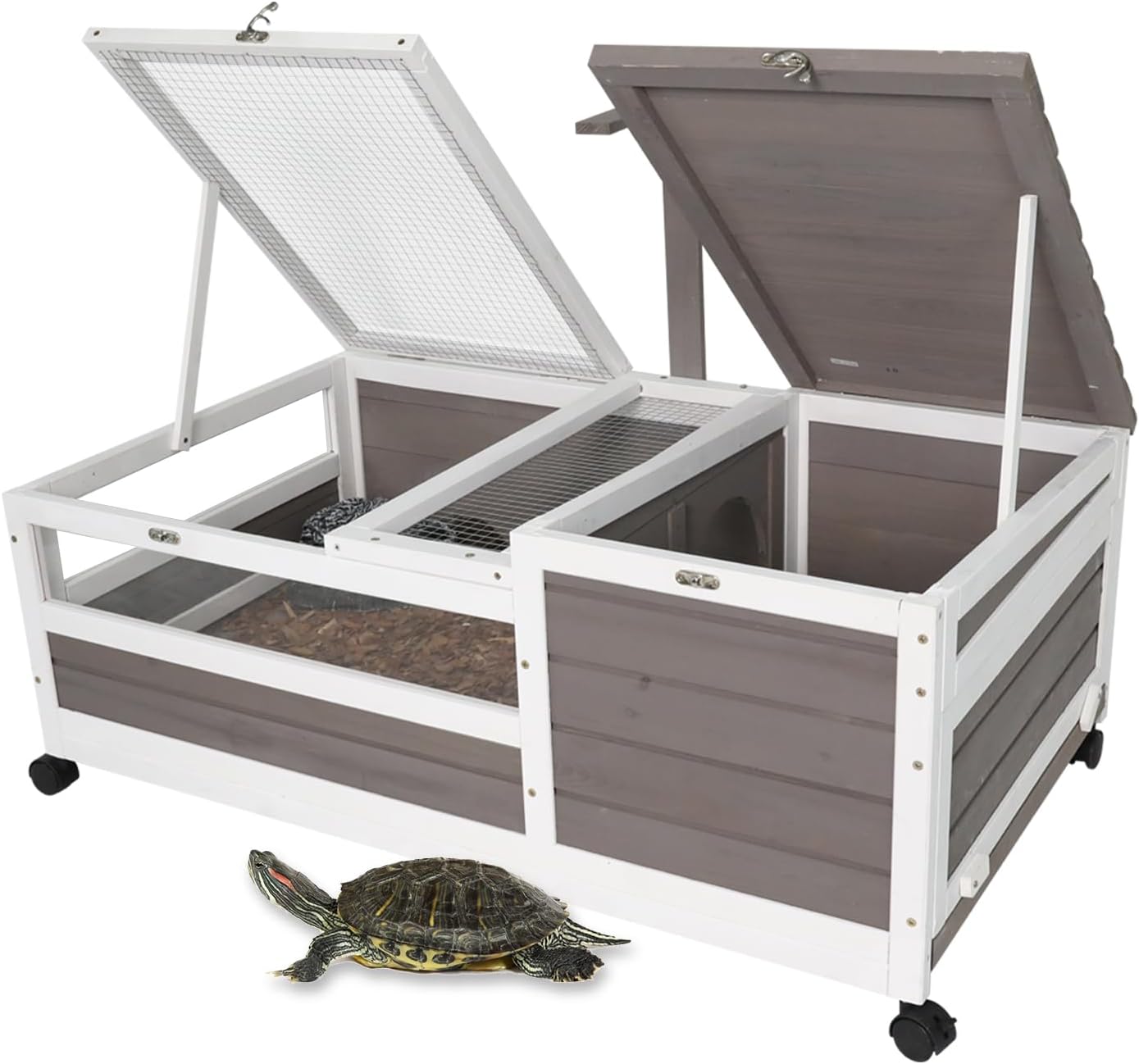 Oykomeoko Tortoise Enclosure Indoor Wooden Bunny Cage