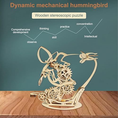 Miniatura 5 de Generic Rompecabezas de metal de montaje 3D, modelo de colibrí mecánico, hecho a mano, juguete de ensamblaje, rompecabezas 3D de desafío de