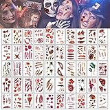 【Haunted Halloween Fun】 El set de tatuajes sangrientos tiene un aspecto muy realista y natural, por lo que podrás disfrutar de la diversión de jugar a una fiesta de vampiros en Halloween, y también es un gran regalo de Halloween para la familia, los amigos y los vecinos.