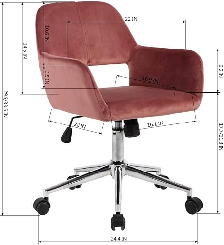 Miniatura 3 de Homy Casa Silla de oficina moderna con respaldo medio con cómoda tela de terciopelo, silla giratoria de escritorio para computadora con reposabrazos