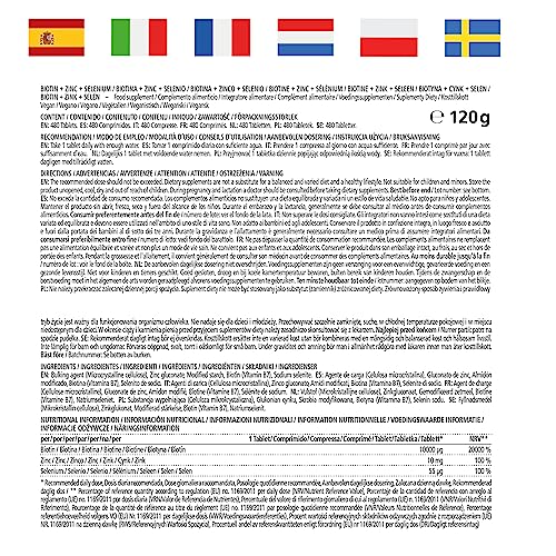 Biotin Hair Growth 10.000 mcg Complex - with Selenium and Zinc - 480 Days Supply for Hair, Skin and Nails - 480 Vegan Tablets - German Quality - Vitamaze® - Image 6