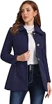 Allegra K Turn-Down Collar Single Breasted Slant Pockets Swing Outwear Hiver Coat pour femme