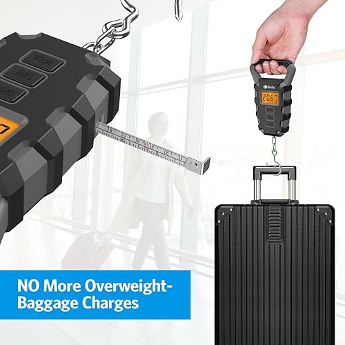 Miniatura 6 de AMIR Báscula de equipaje con gancho, báscula digital de pesca de 110 libras110.2 lbs, báscula eléctrica portátil para colgar con mango grande, 3