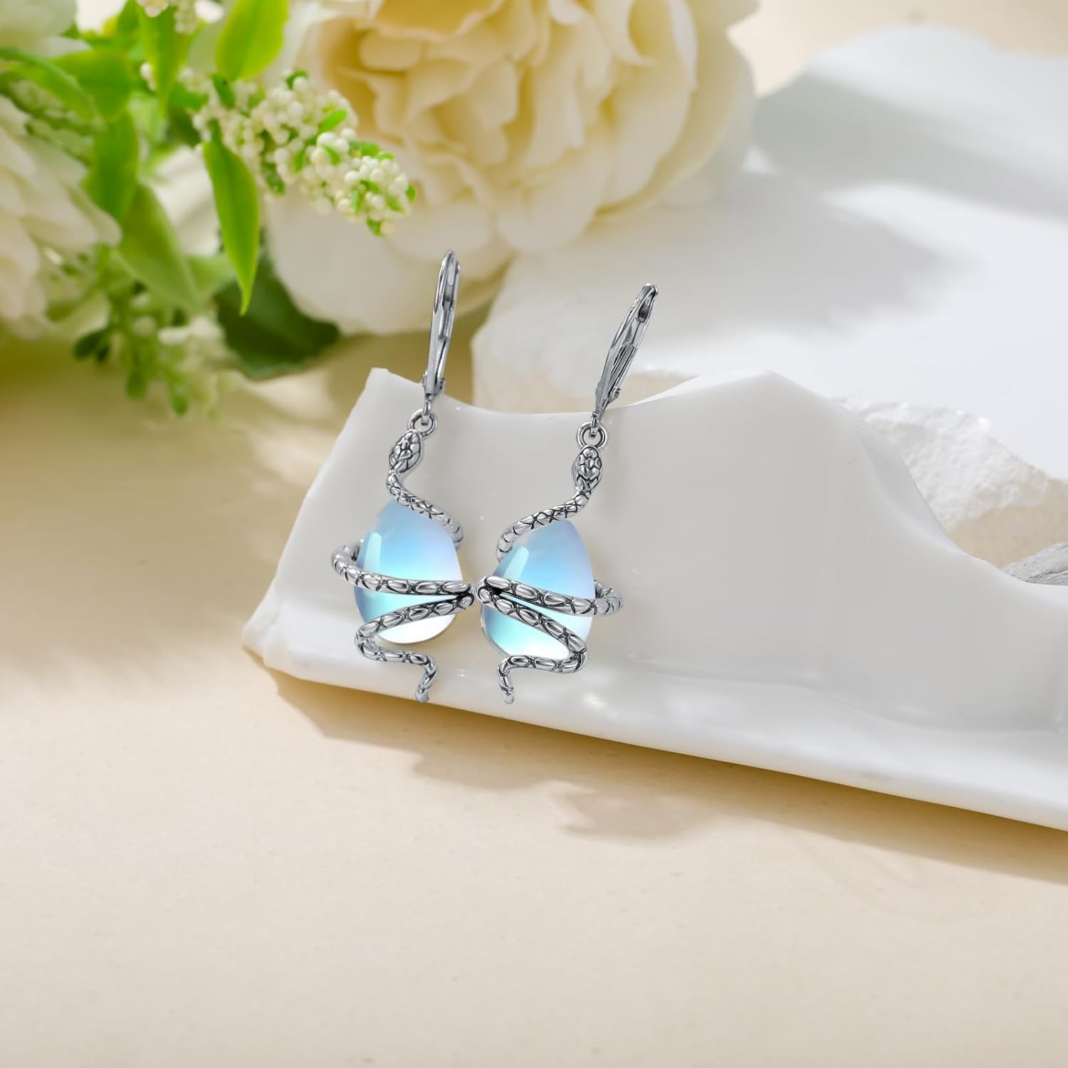 Moonstone Earrings 925 Sterling Silver Teardrop Dangle Earrings Moonstone Jewelry Gifts for Women - Image 3