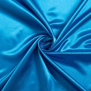 Fynite 2 Yard Charmeuse Satin Fabric | 2 Yards | 44" Wide | Silky Shiny Satin Fabric | Wedding Dress Fashion Crafts Costumes Decorations - Blue