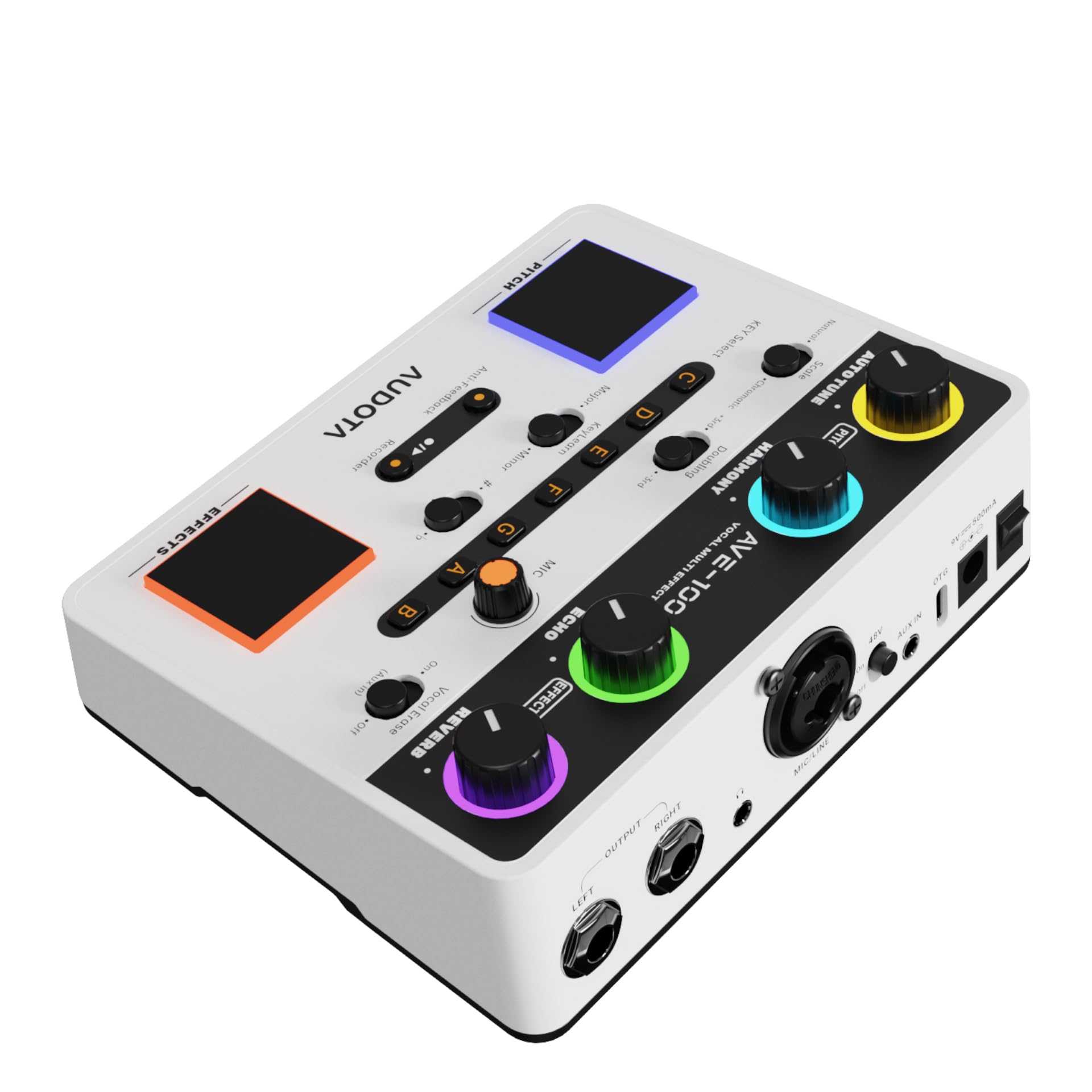 Processore vocale Audota AVE100 – Multieffetto per canto e streaming, riverbero, delay, correzione del pitch, interfaccia audio USB, performance dal vivo e registrazione domestica