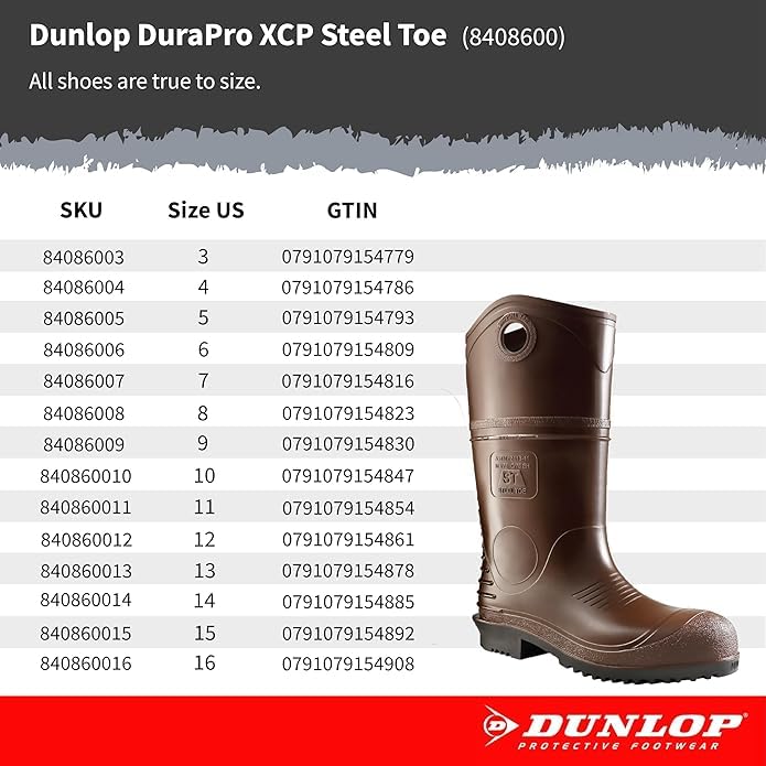 Image of DUNLOP Durapro XCP Steel Toe PVC Work Boots for Men and Women - Lightweight, Waterproof, Electrical Insulation & Oil Slip Resistant