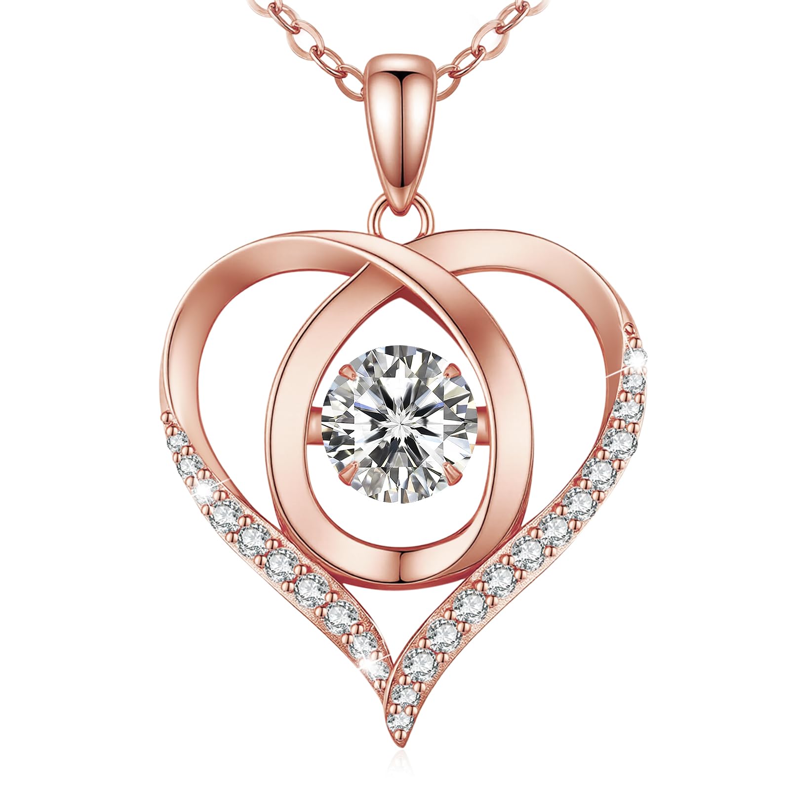 MISUMOR Moissanite Halskette Damen Silber 925 Echt HerzKette Moissanite Kette Gold Schmuck Damen Geschenke für Frauen Freundin Frau Mutter zum Geburtstag Valentinstag Muttertag Weihnachten
