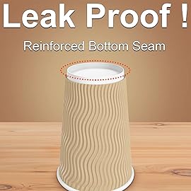 Hot Paper Cups 16 oz Disposable Insulated Corrugated Sleeve Ripple Wall Paper Cup 100 pcs,16oz Cups for DrinkHot Coffee Cups (Brown)