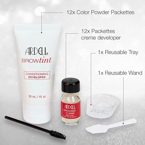 Miniatura 5 de Ardell Tinte para cejas negro suave, tinte semipermanente de larga duración, con extractos naturales, kit completo de tinte para cejas, 1 paquete